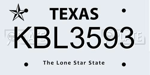 KBL3593 Texas License Plate