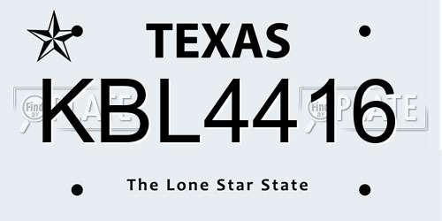 KBL4416 Texas License Plate
