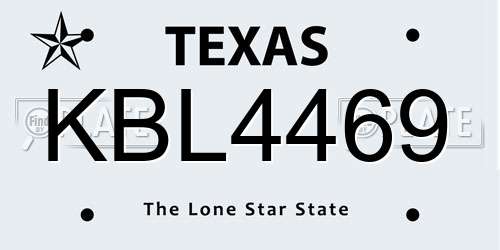 KBL4469 Texas License Plate