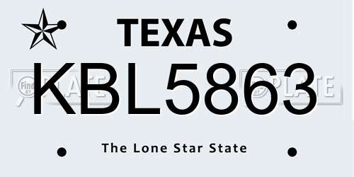 KBL5863 Texas License Plate