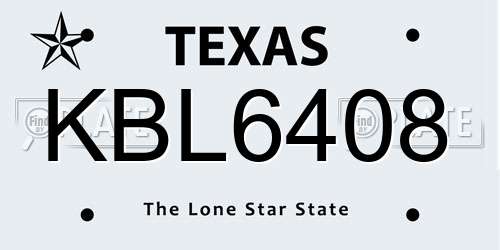 KBL6408 Texas License Plate