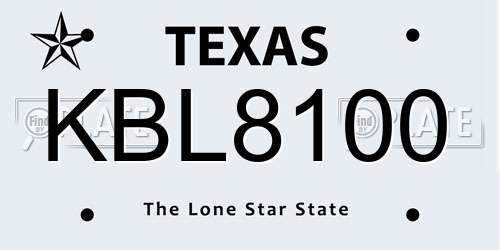 KBL8100 Texas License Plate