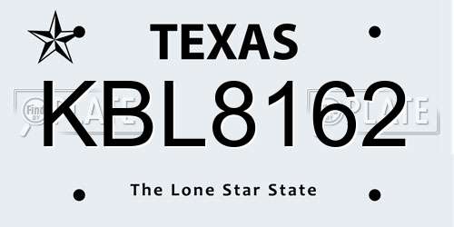 KBL8162 Texas License Plate