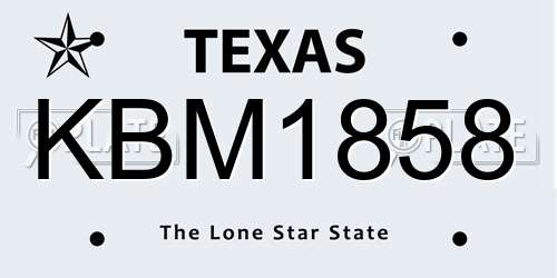 KBM1858 Texas License Plate
