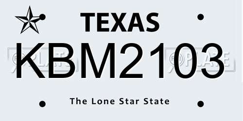 KBM2103 Texas License Plate