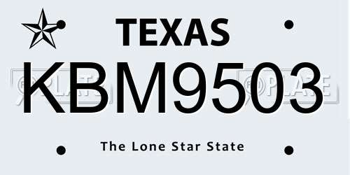 KBM9503 Texas License Plate