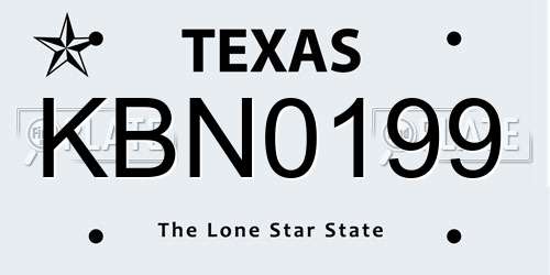 KBN0199 Texas License Plate