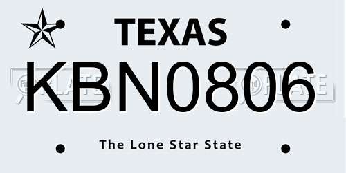 KBN0806 Texas License Plate