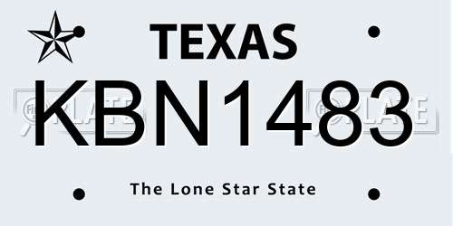 KBN1483 Texas License Plate