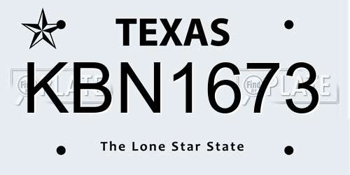 KBN1673 Texas License Plate