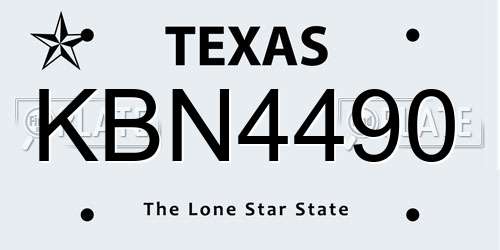 KBN4490 Texas License Plate
