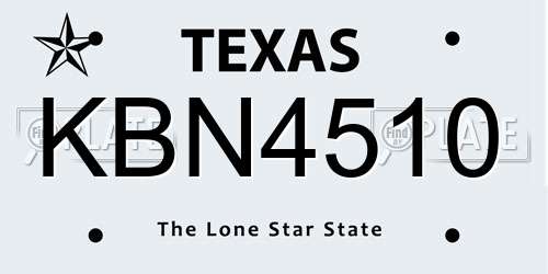 KBN4510 Texas License Plate