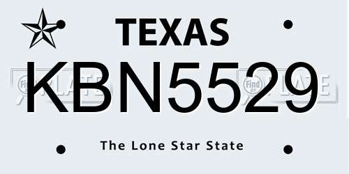 KBN5529 Texas License Plate