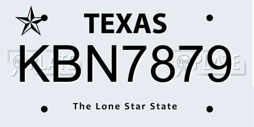 KBN7879 Texas License Plate