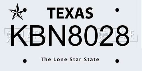 KBN8028 Texas License Plate