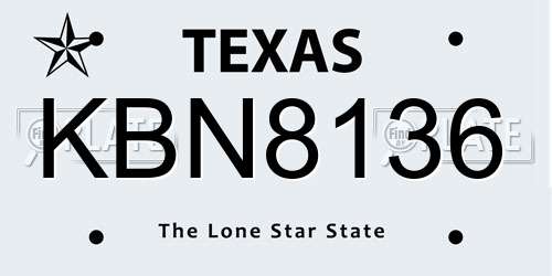 KBN8136 Texas License Plate