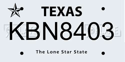 KBN8403 Texas License Plate