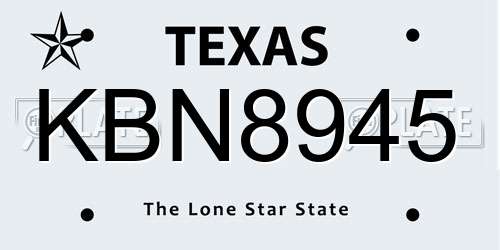 KBN8945 Texas License Plate