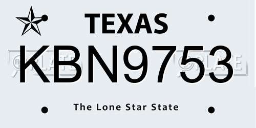 KBN9753 Texas License Plate