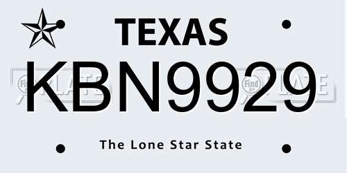 KBN9929 Texas License Plate