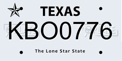 KBO0776 Texas License Plate