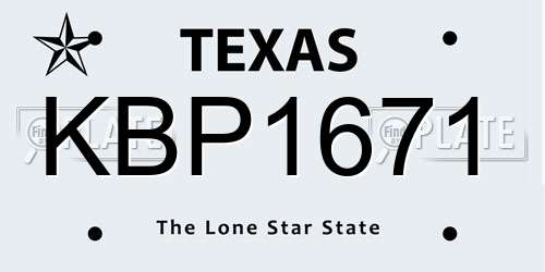 KBP1671 Texas License Plate