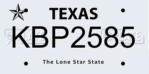 KBP2585 Texas License Plate