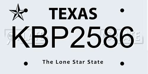 KBP2586 Texas License Plate