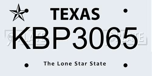 KBP3065 Texas License Plate