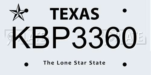 KBP3360 Texas License Plate