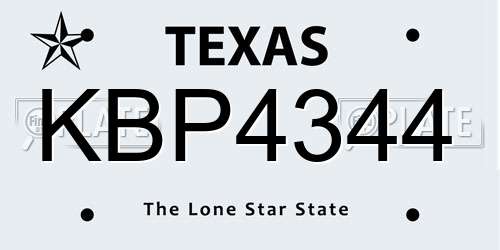 KBP4344 Texas License Plate