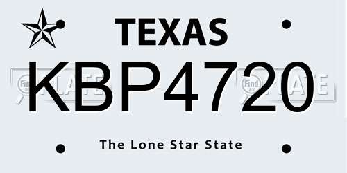 KBP4720 Texas License Plate