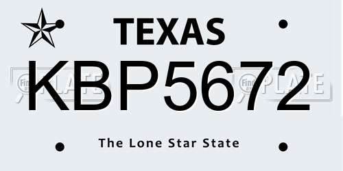KBP5672 Texas License Plate