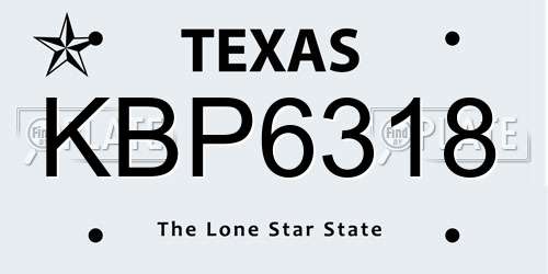 KBP6318 Texas License Plate