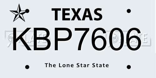 KBP7606 Texas License Plate