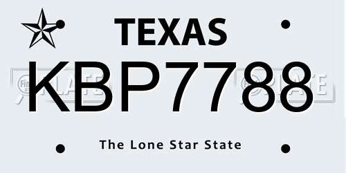 KBP7788 Texas License Plate