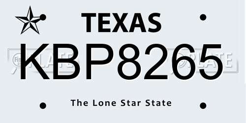 KBP8265 Texas License Plate