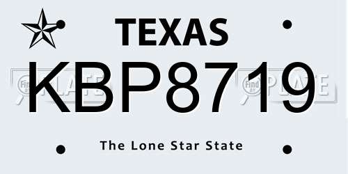 KBP8719 Texas License Plate