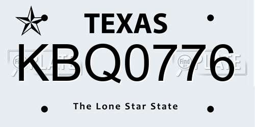 KBQ0776 Texas License Plate