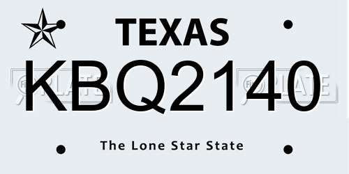 KBQ2140 Texas License Plate