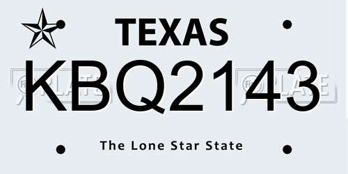 KBQ2143 Texas License Plate