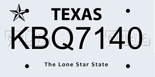 KBQ7140 Texas License Plate
