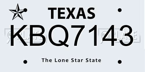 KBQ7143 Texas License Plate