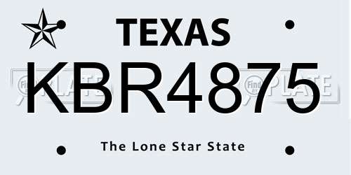 KBR4875 Texas License Plate