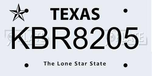 KBR8205 Texas License Plate