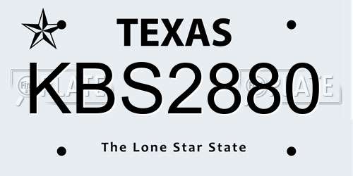 KBS2880 Texas License Plate