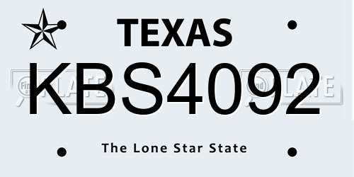 KBS4092 Texas License Plate