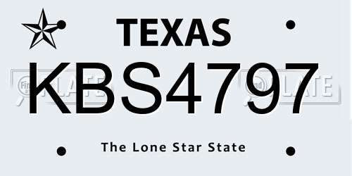 KBS4797 Texas License Plate