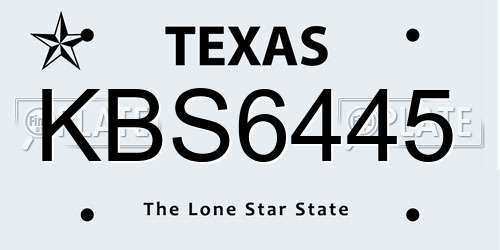 KBS6445 Texas License Plate