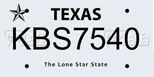 KBS7540 Texas License Plate